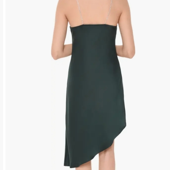 WAYF Pick Me Up Satin Slip Dress Emerald Green L - Picture 2 of 10